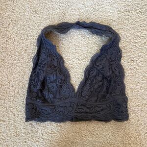 Lace Halter Bralette - Muted Purple/Gray